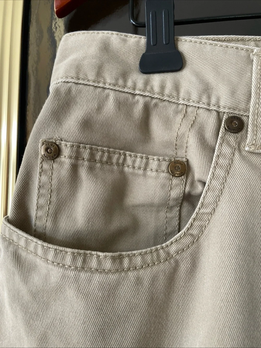 Men’s Nautica Relaxed Fit flat front Tan khakis size 36 Waist X 30 Inseam